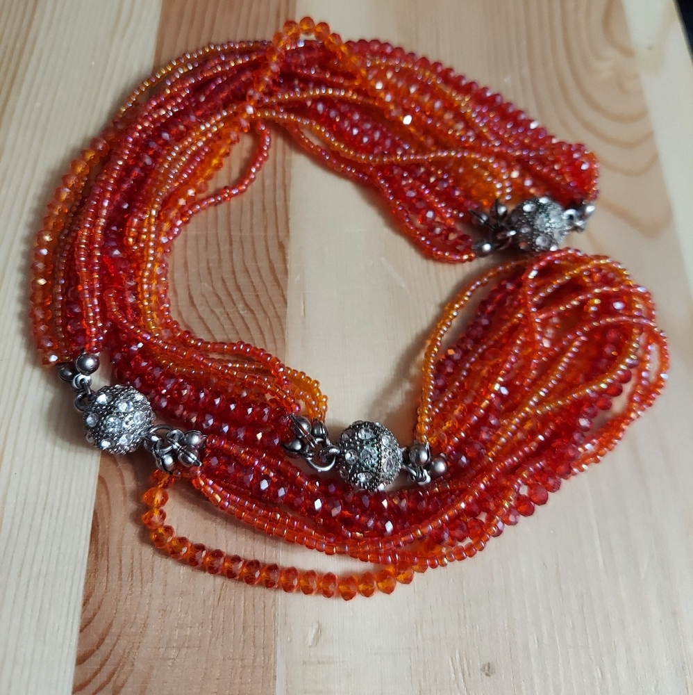Premier Designs Red Orange & Silver Crystal… - Picture 9 of 12